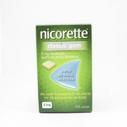 Nicorette Classic guma do żucia 2 mg, 105 sztuk