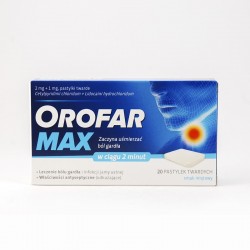 Orofar Max 2 mg + 1 mg, 20 pastylek