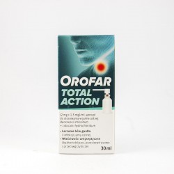 Orofar total action aerozol do stosowania w jamie ustnej (2 mg + 1,5 mg)/ml. 30 ml