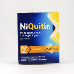 Niquitin przeźroczysty system transdermalny 14 mg/24 h, 7 sztuk