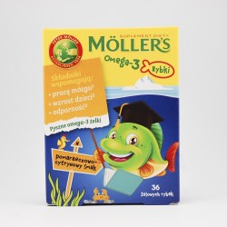 mollers omega-3 rybki, żelki o smaku pomarańczowo-cytrynowym 36 sztuk