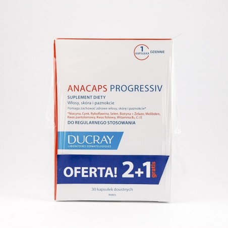  Ducray Anacaps Progresiv trójpak 3* 30 kapsułek 
