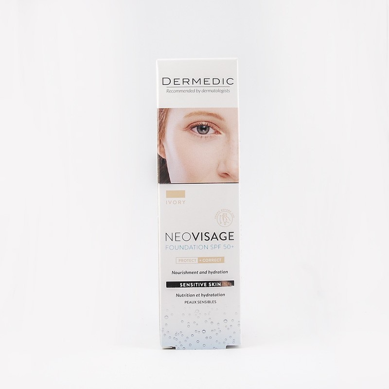 Dermedic Neovisage pielęgnujący fluid – krem nawilżający SPF 50+ IVORY 