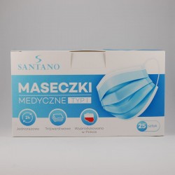 Maska medyczna jednorazowa 3-warstwowa Santano, 25 sztuk