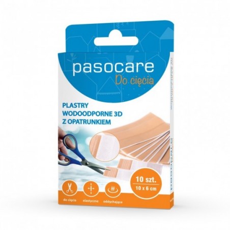  Plaster wodoodporny do cięcia z opatrunkiem PASO 10 cm x 6 cm, 10 sztuk 