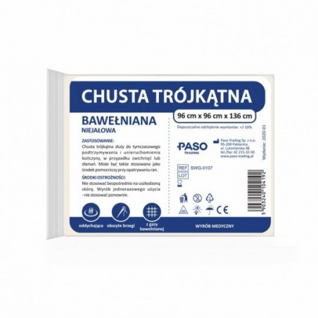 Chusta trójkątna bawełniana 96 cm x 96 cm x 136 cm PASO, 1 sztuka