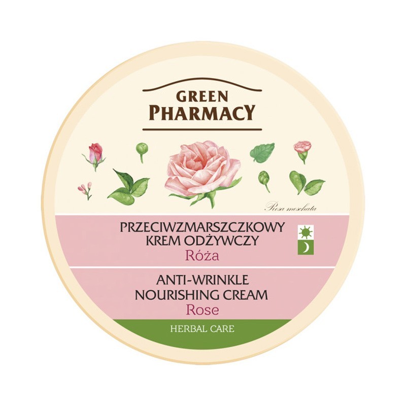 Green Pharmacy Krem do twarzy przeciwzmarszczkowy odżywczy - róża, 150 ml 