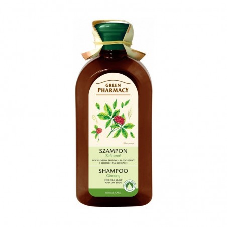  Green Pharmacy Szampon do włosów tłustych u podstaw i suchych na końcach - żeń-szeń, 350 ml 