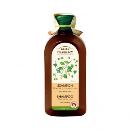  Green Pharmacy Szampon do włosów przeciwłupieżowy - cynk + dziegieć brzozowy, 350 ml 
