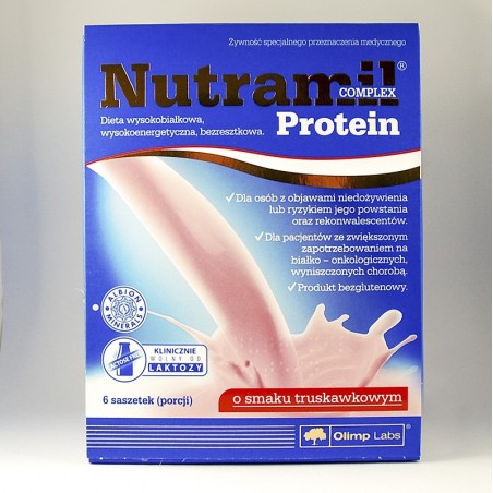  Olimp Nutramil complex protein o smaku truskawkowym, 6 sasztek 