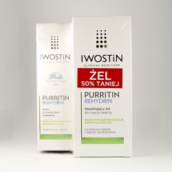 Iwostin Purritin rehydrin zestaw: krem przywracający nawilżenie + żel nawilżający do mycia twarzy, 40 ml + 150 ml