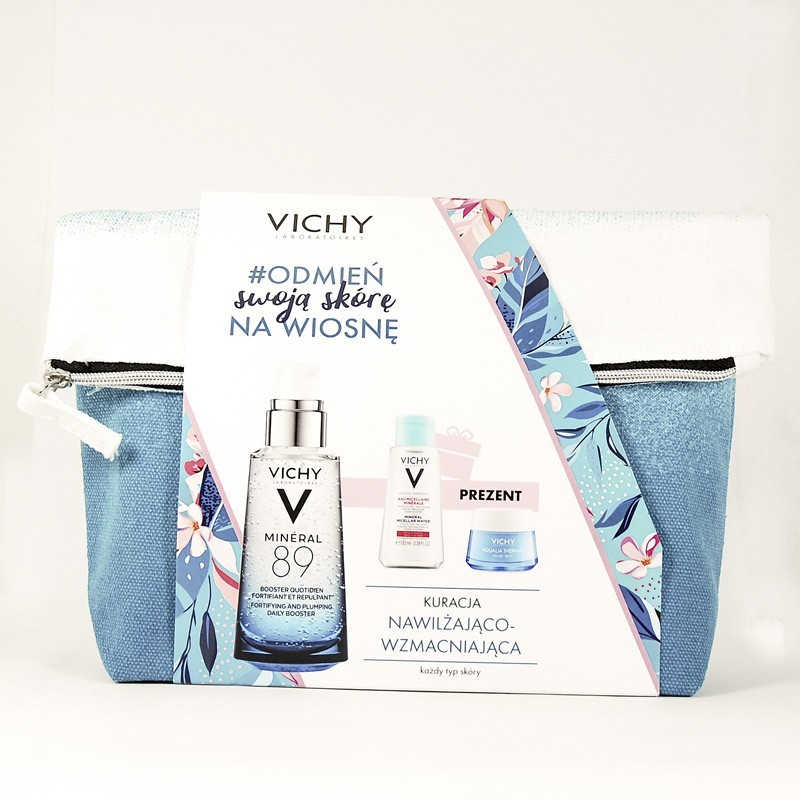 Vichy Zestaw kuracja nawilżająco-wzm.:  Mineral 89 boost. 50 ml + Aqualia Thermal kr/noc 15 ml + Pure Thermal 3w1 100 ml 
