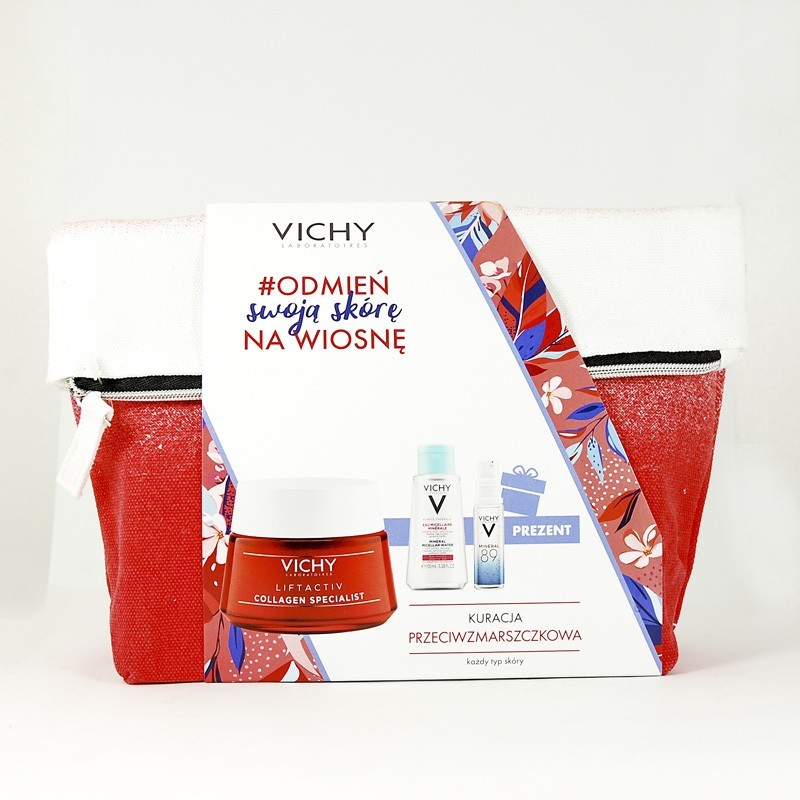 Vichy Zestaw kuracja przeciwzmarszczkowa: Collagen specialist krem 50 ml + Mineral 89, 10 ml + Pure Thermale 3w1 mleczko 100 ml 