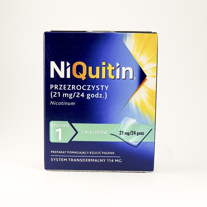 Niquitin przeźroczysty system transdermalny 21 mg/24 h, 7 sztuk 