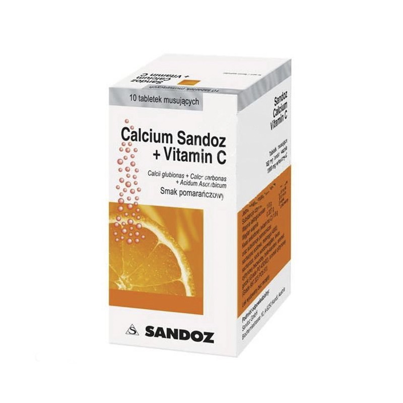 Calcium-Sandoz + Vitamina C, 10 tabletek 