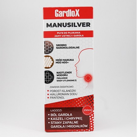  Gardlox Manusilver płyn do płukania jamy ustnej i gardła, 250 ml 