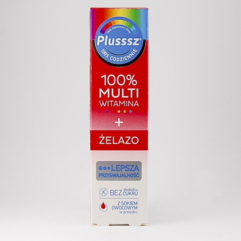 Plusssz 100% multiwitamina + żelazo, 20 tabletek musujących 