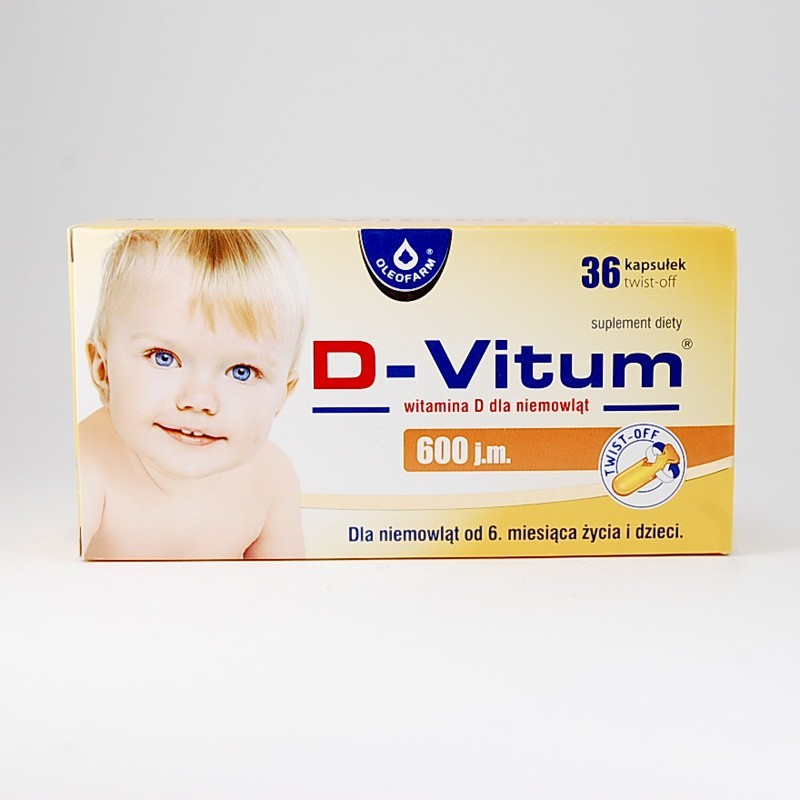 D-Vitum witamina D dla niemowląt 600 j.m., 36 kapsułek 