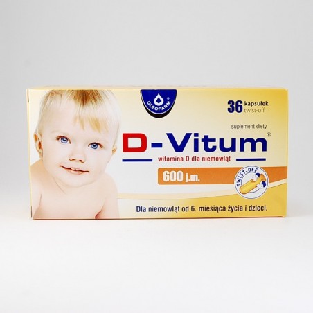 D-Vitum witamina D dla niemowląt 600 j.m., 36 kapsułek