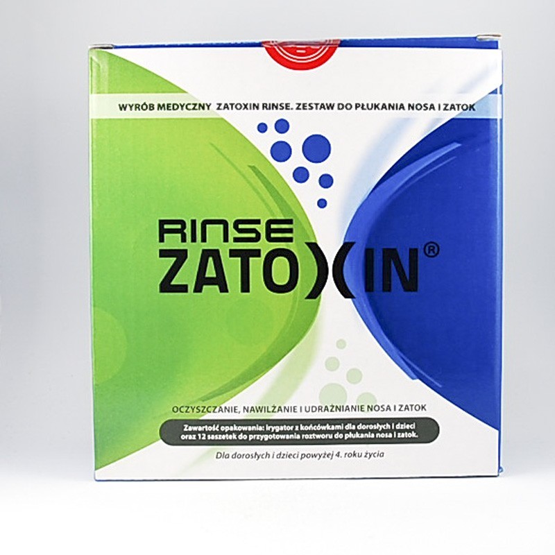 Zatoxin Rinse zestaw do płukania nosa i zatok, 12 saszetek + irygator 