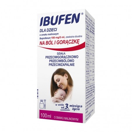  Ibufen dla dzieci o smaku malinowym 100 mg/5 ml, 100 ml 