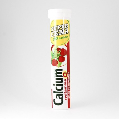  Calcium z witaminą C o smaku poziomkowym 20 tabletek 