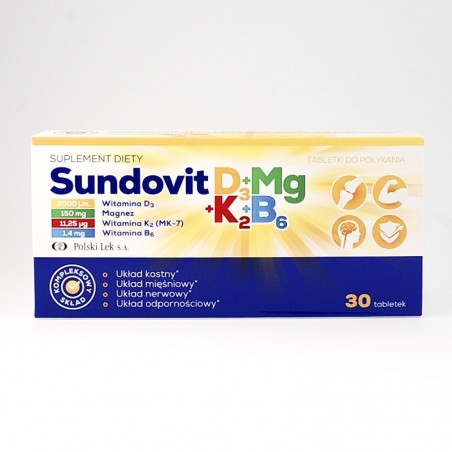  Sundovit D3 + Mg + K2 + B6, 30 tabletek 