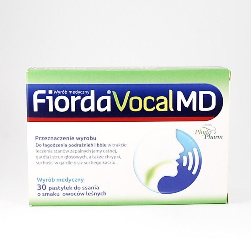 Fiorda Vocal MD o smaku owoców leśnych, 30 pastylek 