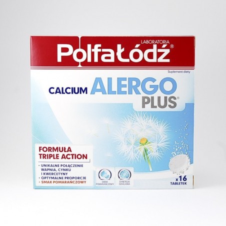Calcium Alergo Plus o smaku pomarańczowym 16 tabletek