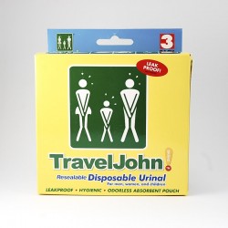 Jednorazowa torba pisuarowa Travel John Disposable, 1 opakowanie 3 sztuki
