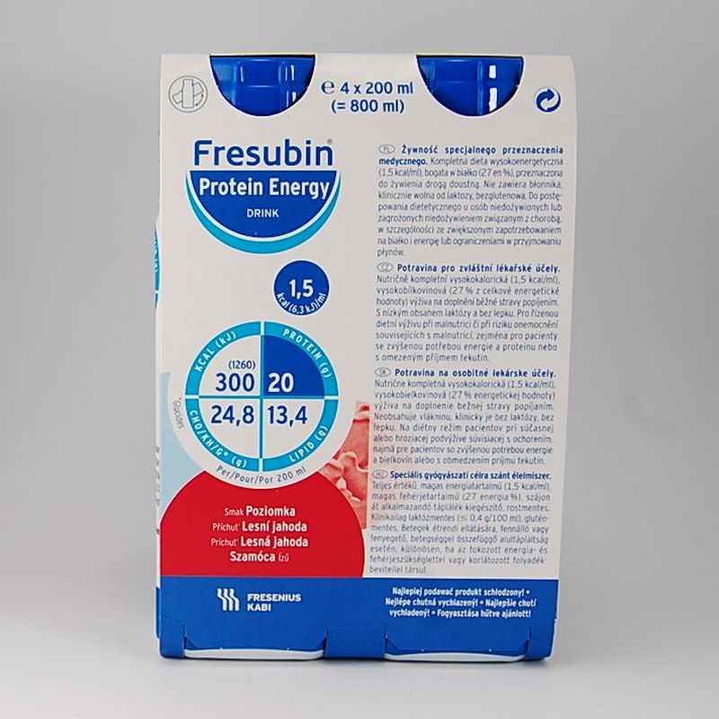 Fresubin Protein energy drink o smaku poziomkowym, 4 butelki po 200 ml 