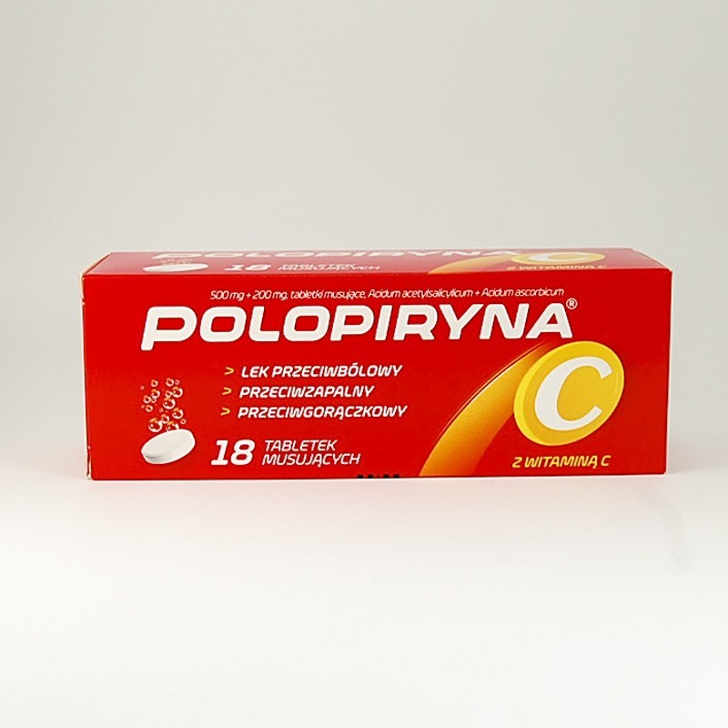 Polopiryna C 500 mg + 200 mg, 18 tabletek musujących 