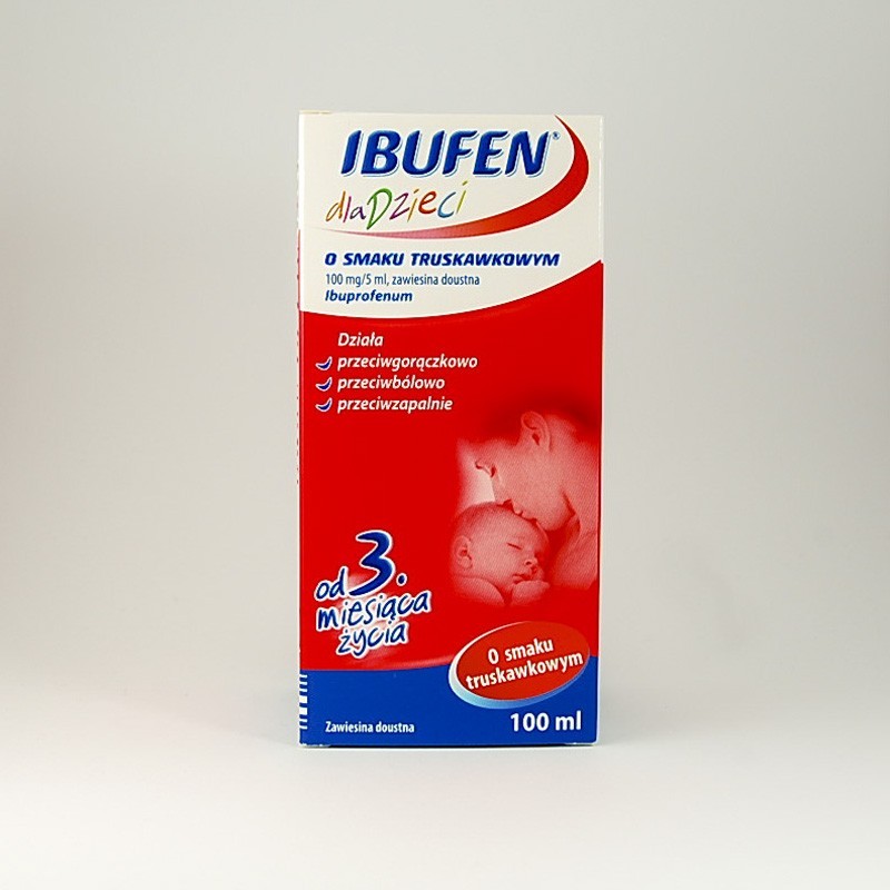 Ibufen dla dzieci o smaku truskawkowym 100 mg/5 ml, 100 ml 