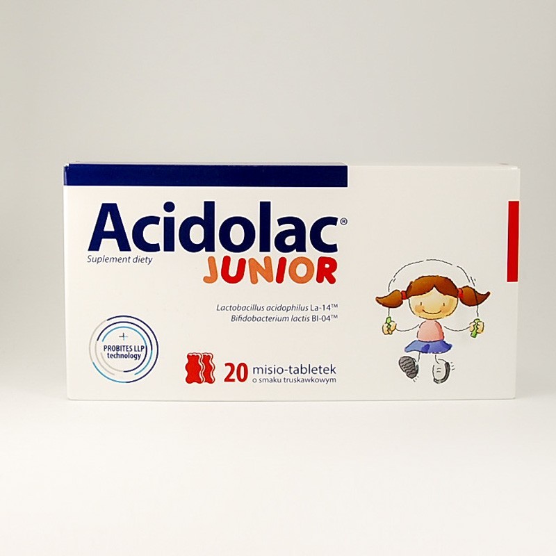 Acidolac Junior o smaku truskawkowym 20 misio-tabletek 