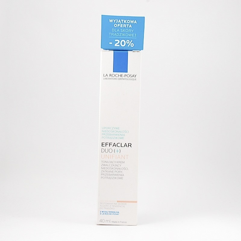 La Roche-Posay Effaclar Duo+ Unifiant, tonujący krem zwalczający niedoskonałości, odcień jasny, 40 ml 