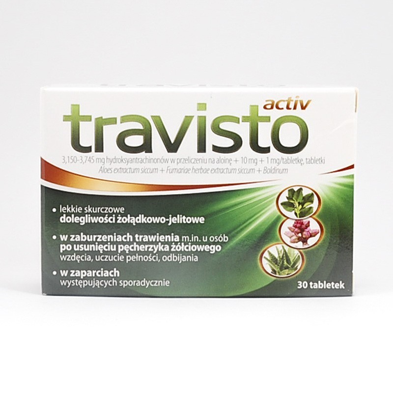  TRAVISTO ACTIV tabletki; (Aloes extractum siccum+Fumariae herbae extractum siccum+Boldinum) 30tabl.