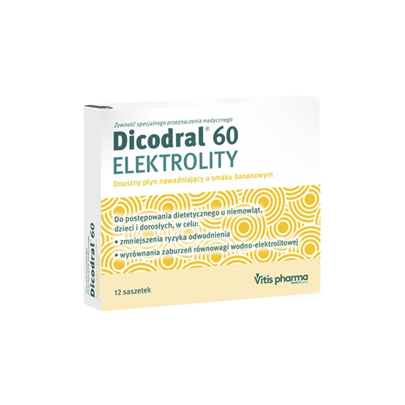 Dicodral 60 Elektrolity, smak bananowy, 12 saszetek 