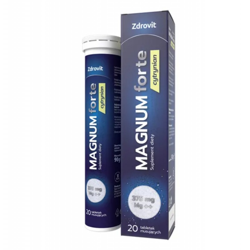 Zdrovit Magnum Forte Cytrynian 375 mg, 20 tabletek musujących 