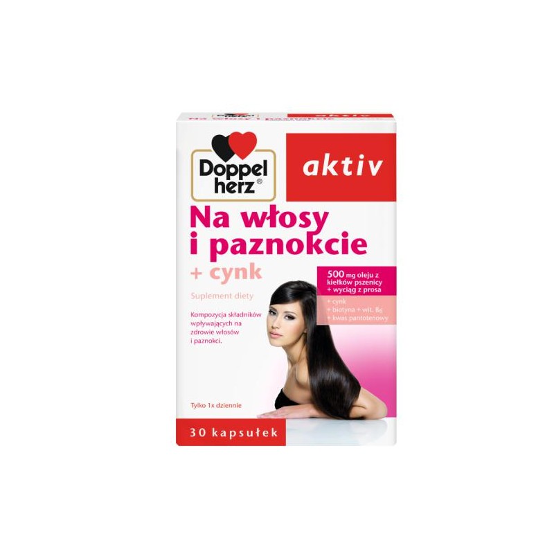 Doppelherz aktiv Na włosy i paznokcie + cynk, 30 kapsułek 