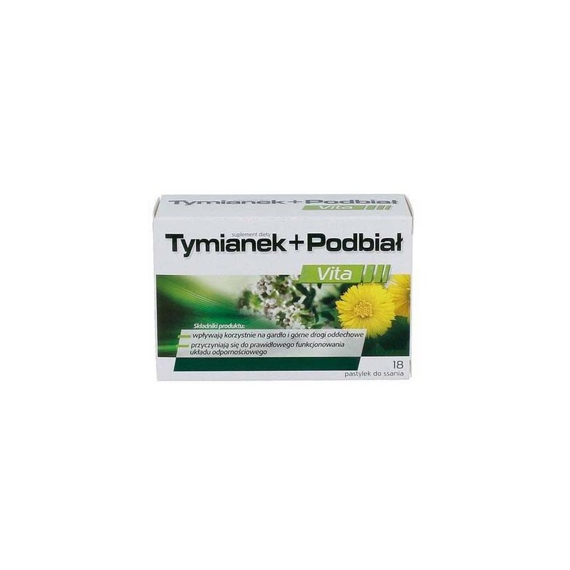 TYMIANEK+PODBIAŁ, pastylki do ssania, 18pastylek (3blistry+kartonik) 