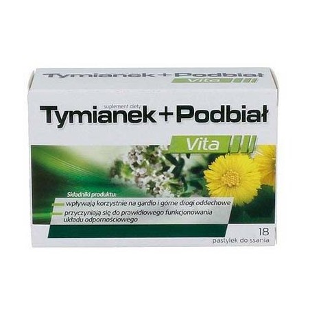  TYMIANEK+PODBIAŁ, pastylki do ssania, 18pastylek (3blistry+kartonik) 