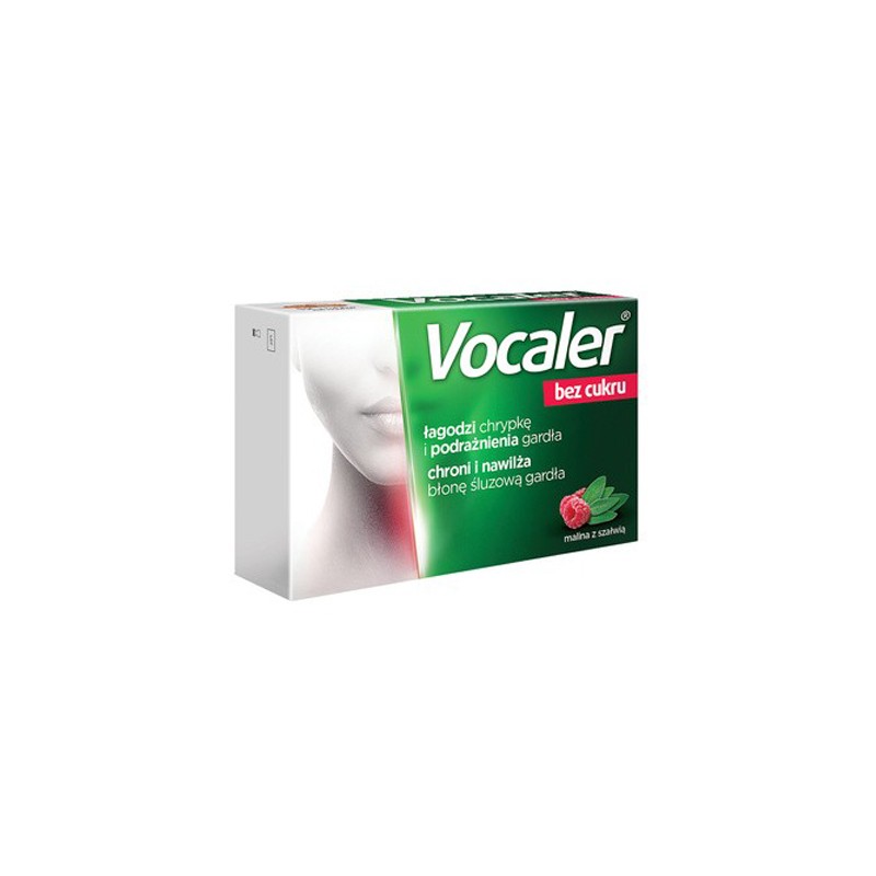 Vocaler bez cukru, pastylki do ssania, na chrypkę i suchość w gardle, 12 sztuk 