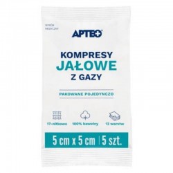 Apteo Care Kompresy jałowe z gazy 5 cm x 5 cm, 5 sztuk