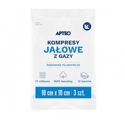APTEO Kompresy jałowe z gazy 10 cm x 10 cm, 3 sztuki