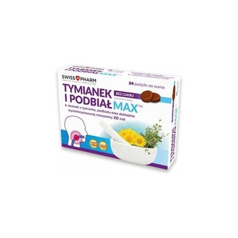 Tymianek i Podbiał Max 24 pastylki bez cukru 