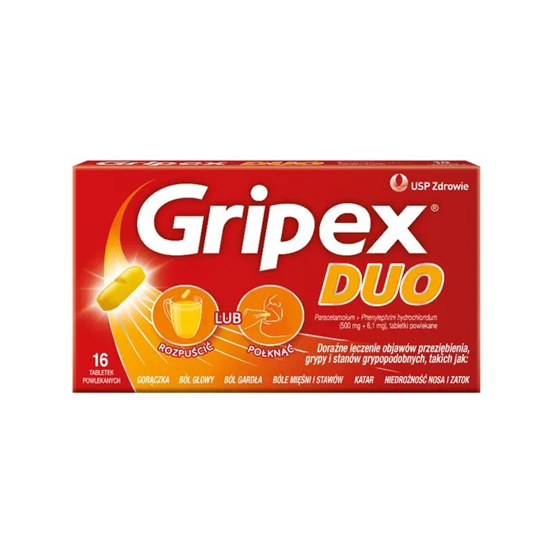 Gripex Duo 500 mg + 6,1 mg, 16 tabletek 