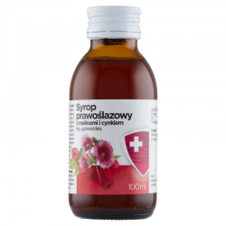 SYROP PRAWOŚLAZOWY Z MALINAMI i CYNKIEM, bez cukru 100ml (butelka)