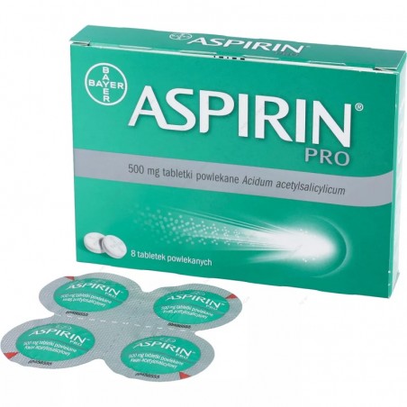 Aspirin Pro 0,5 kwas acetylosalicylowy 8 tabletek powlekanych