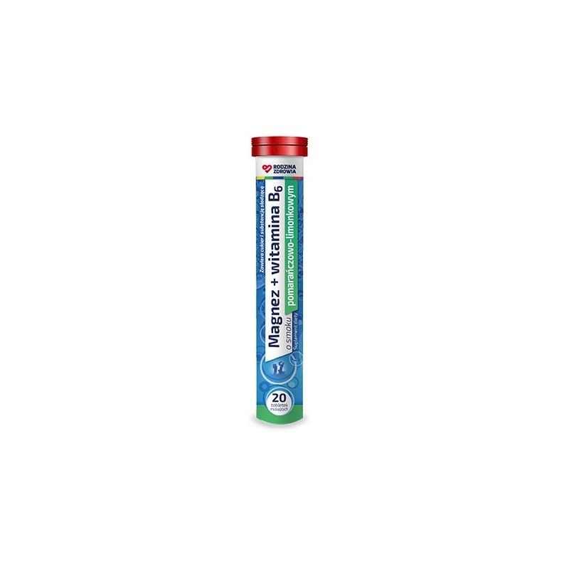 Rodzina Zdrowia Magnez + Witamina B6, 20 tabletki musujących 