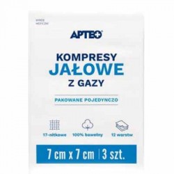 Apteo Care Kompresy gazowe, jałowe 7 x 7 cm, 3 sztuki
